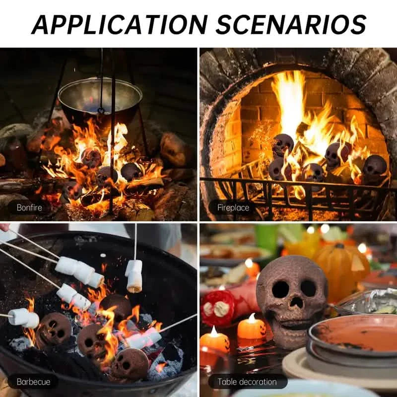 Lot de 4 : crânes en céramique pour brasero d'Halloween