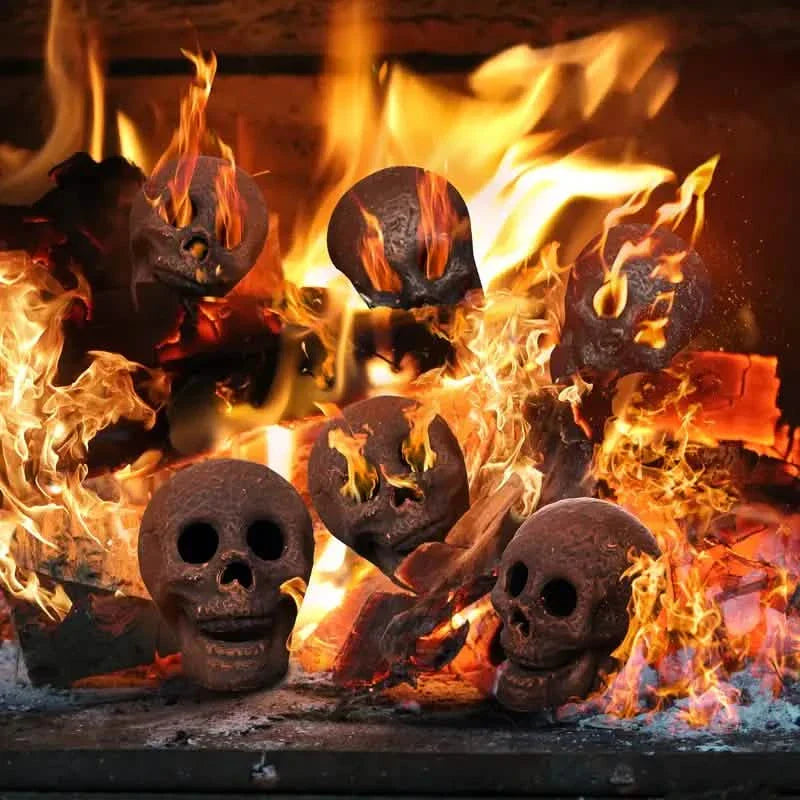 Lot de 4 : crânes en céramique pour brasero d'Halloween