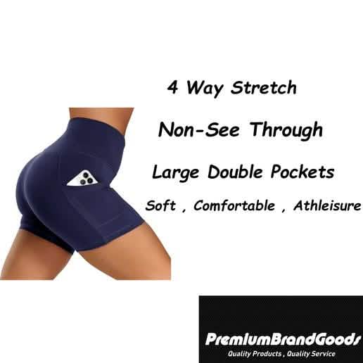 Lot de 4 : short de yoga doux taille haute pour femmes avec 2 poches latérales