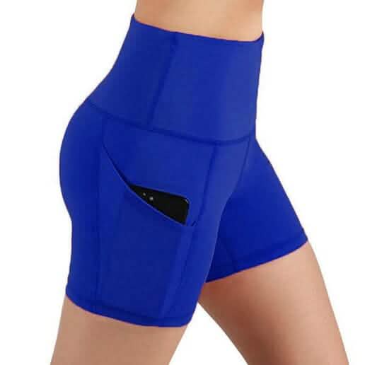 Lot de 4 : short de yoga doux taille haute pour femmes avec 2 poches latérales