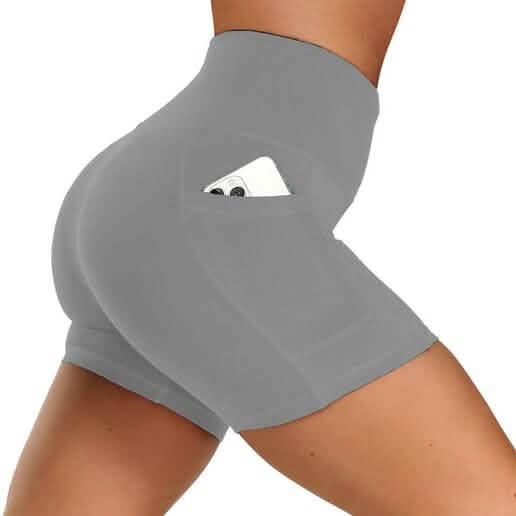 Lot de 4 : short de yoga doux taille haute pour femmes avec 2 poches latérales
