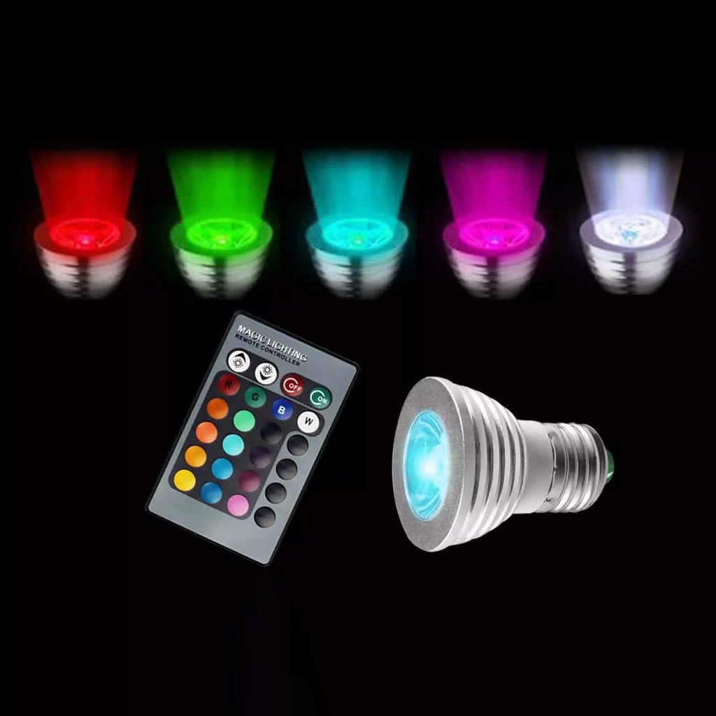 Lot de 4 : Ampoule LED Magic Light (E27 3W) avec télécommande - 16 couleurs