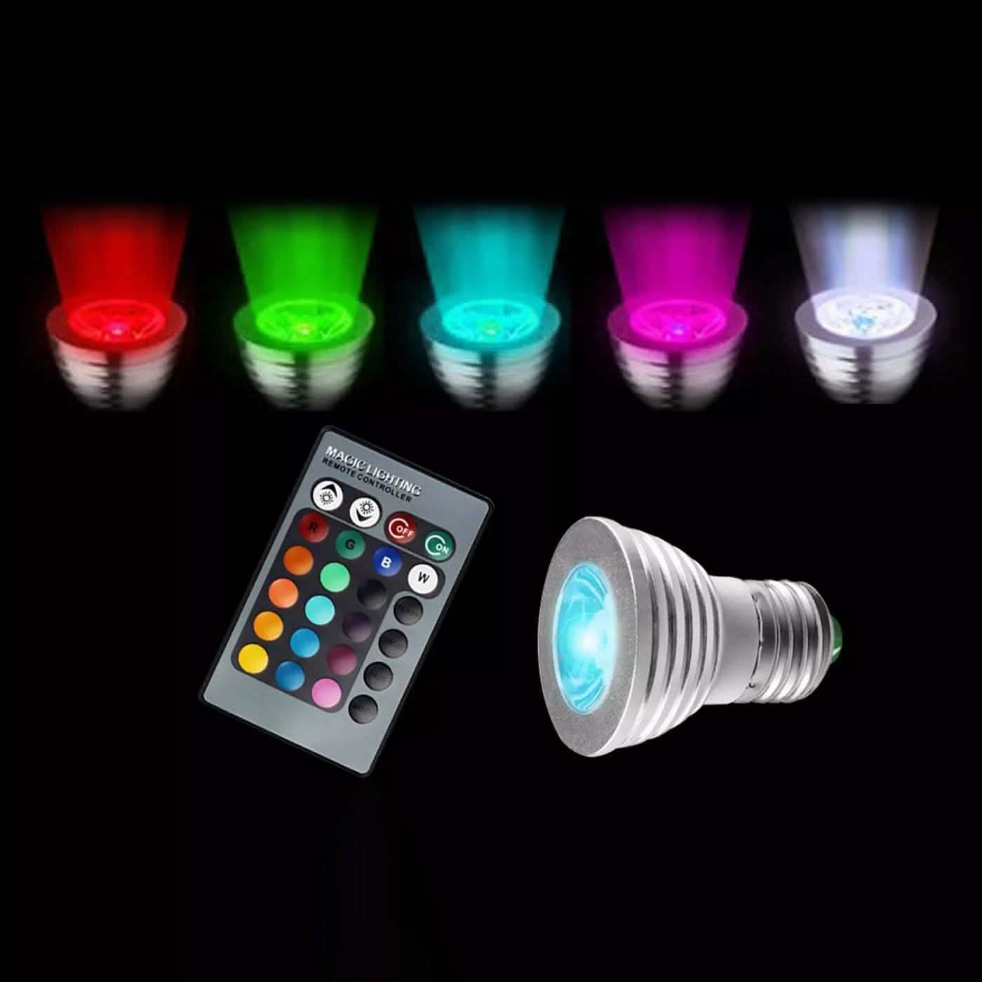 Lot de 4 : Ampoule LED Magic Light (E27 3W) avec télécommande - 16 couleurs