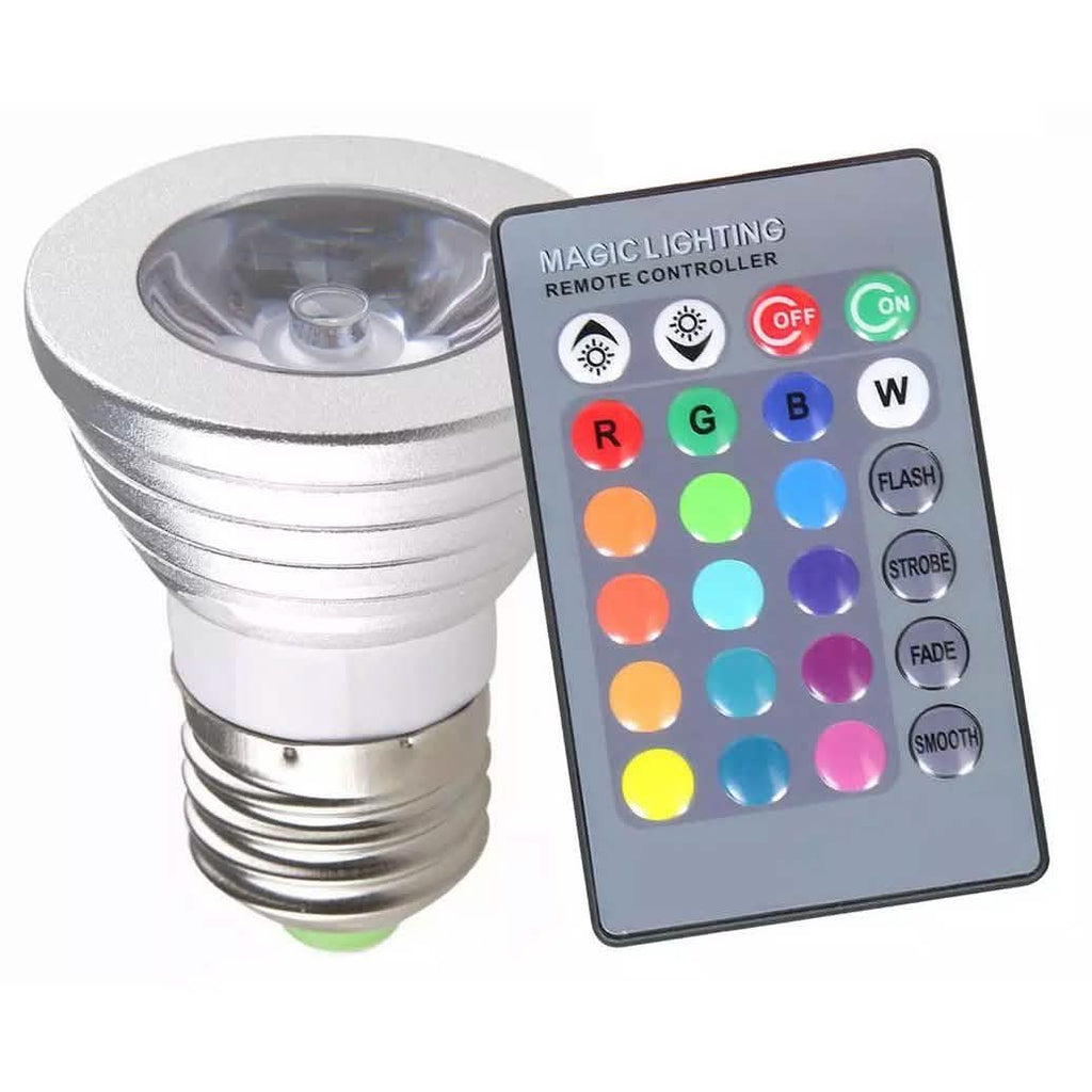 Lot de 4 : Ampoule LED Magic Light (E27 3W) avec télécommande - 16 couleurs