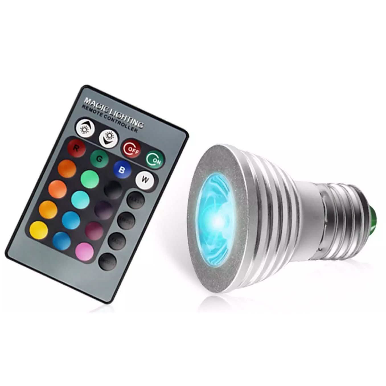 Lot de 4 : Ampoule LED Magic Light (E27 3W) avec télécommande - 16 couleurs