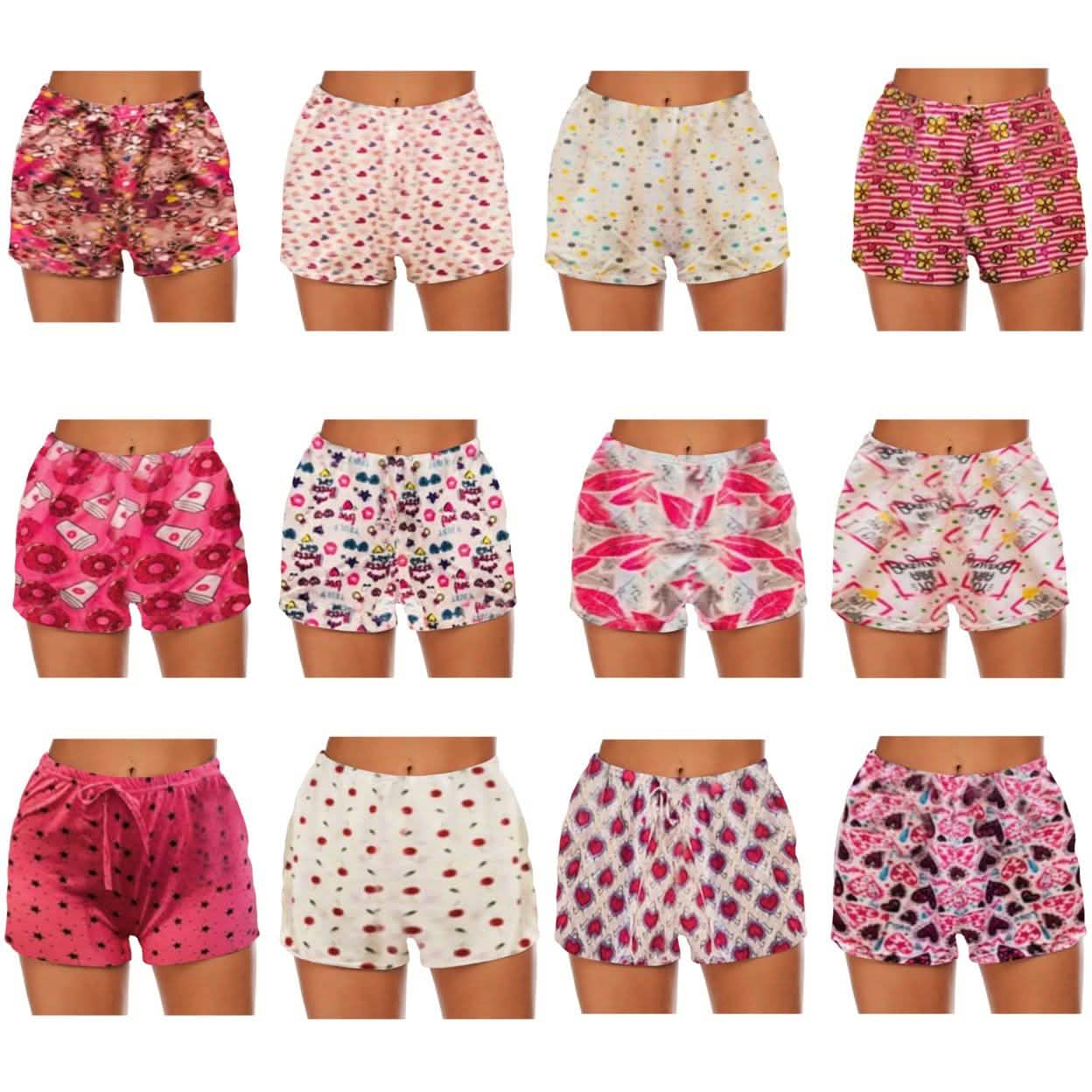 Lot de 4 : Offre mystère – Short de pyjama confortable pour femme, coupe lounge, avec cordon de serrage