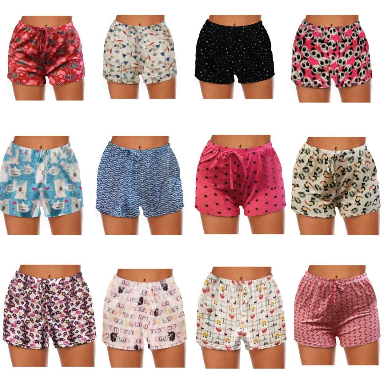 Lot de 4 : Offre mystère – Short de pyjama confortable pour femme, coupe lounge, avec cordon de serrage