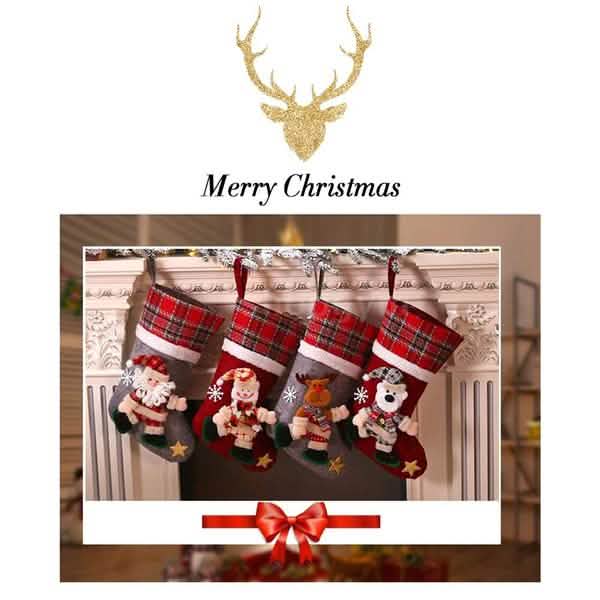 Lot de 4 : Chaussettes de Noël créatives style poupée