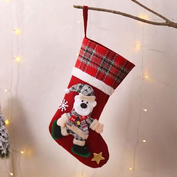 Lot de 4 : Chaussettes de Noël créatives style poupée