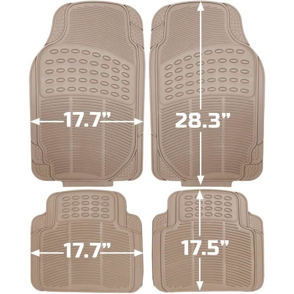 Lot de 4: Ensemble de tapis de sol en caoutchouc noir robustes de style rainuré OxGord® pour 1re et 2e rangées