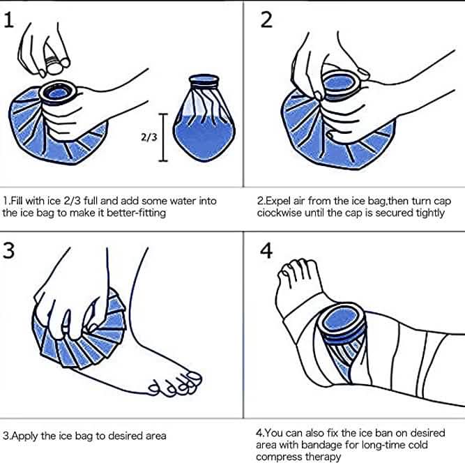 Lot de 4 : Sac de glace réutilisable / Bouillotte