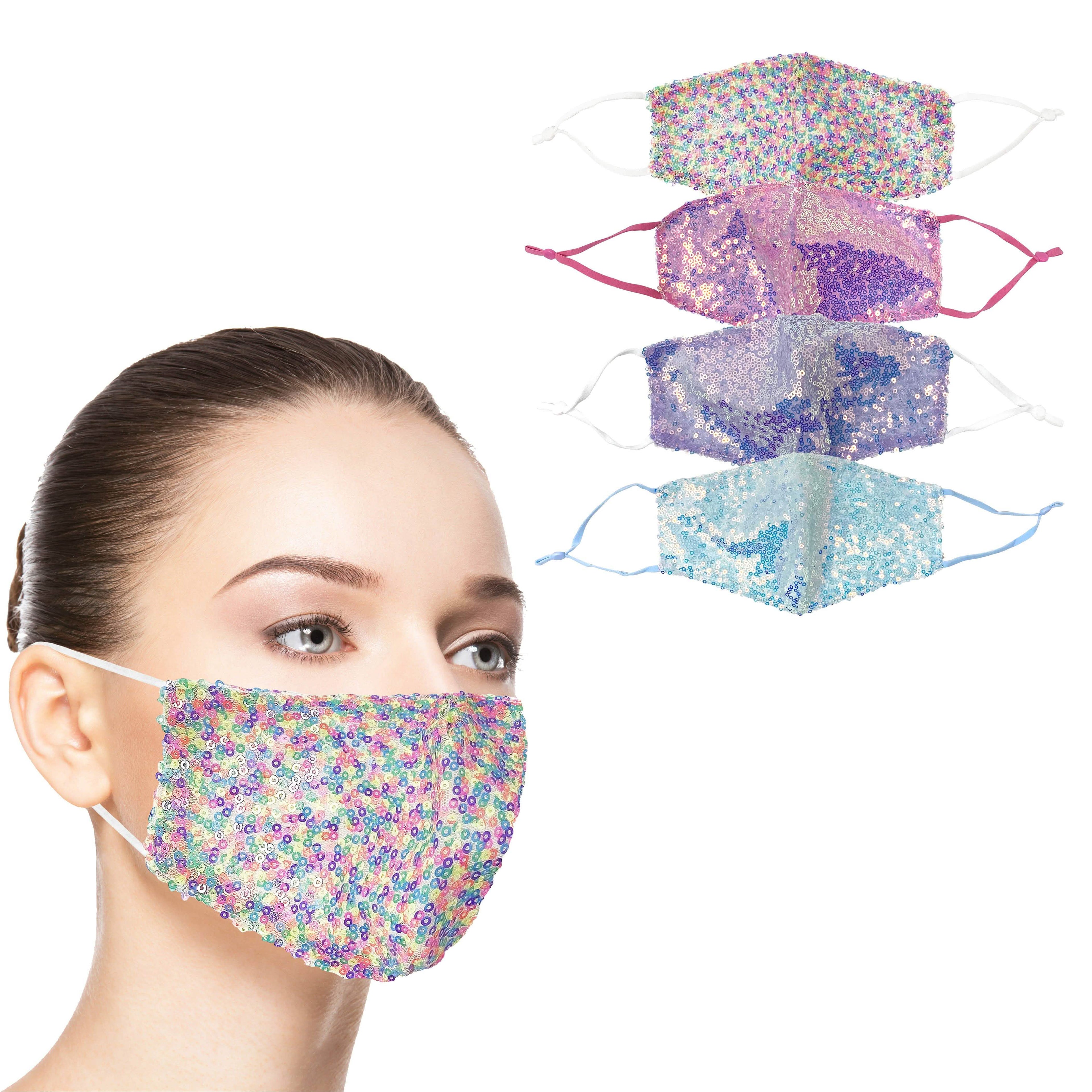 Lot de 4 masques de mode à paillettes