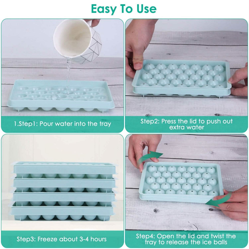 Lot de 4 : Mini bac à glaçons avec couvercle et réservoir