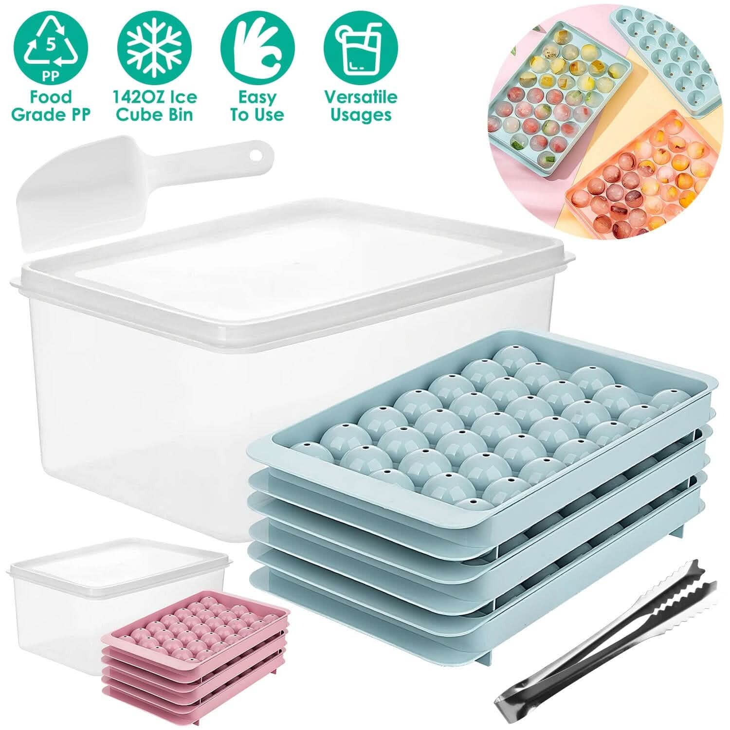 Lot de 4 : Mini bac à glaçons avec couvercle et réservoir
