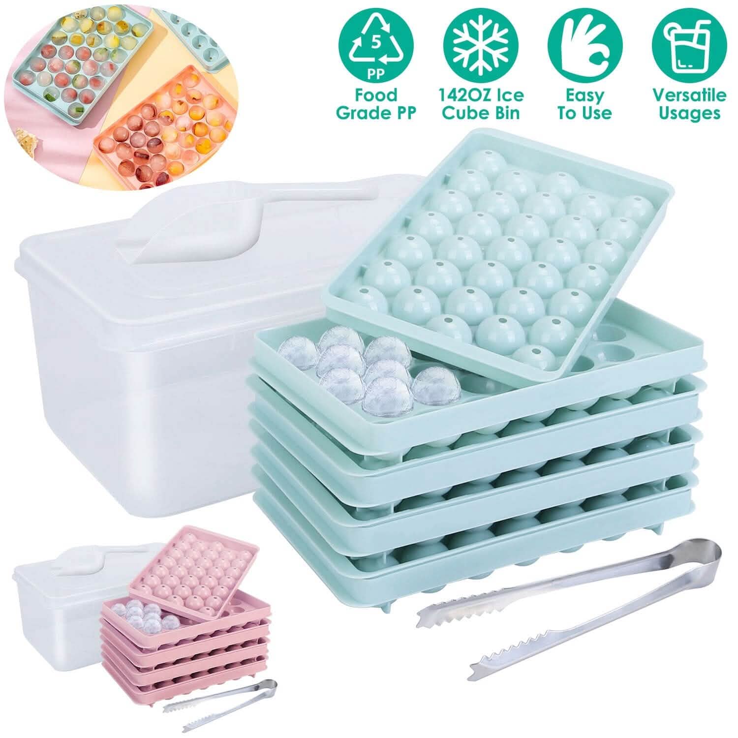 Lot de 4 : Mini bac à glaçons avec couvercle et réservoir
