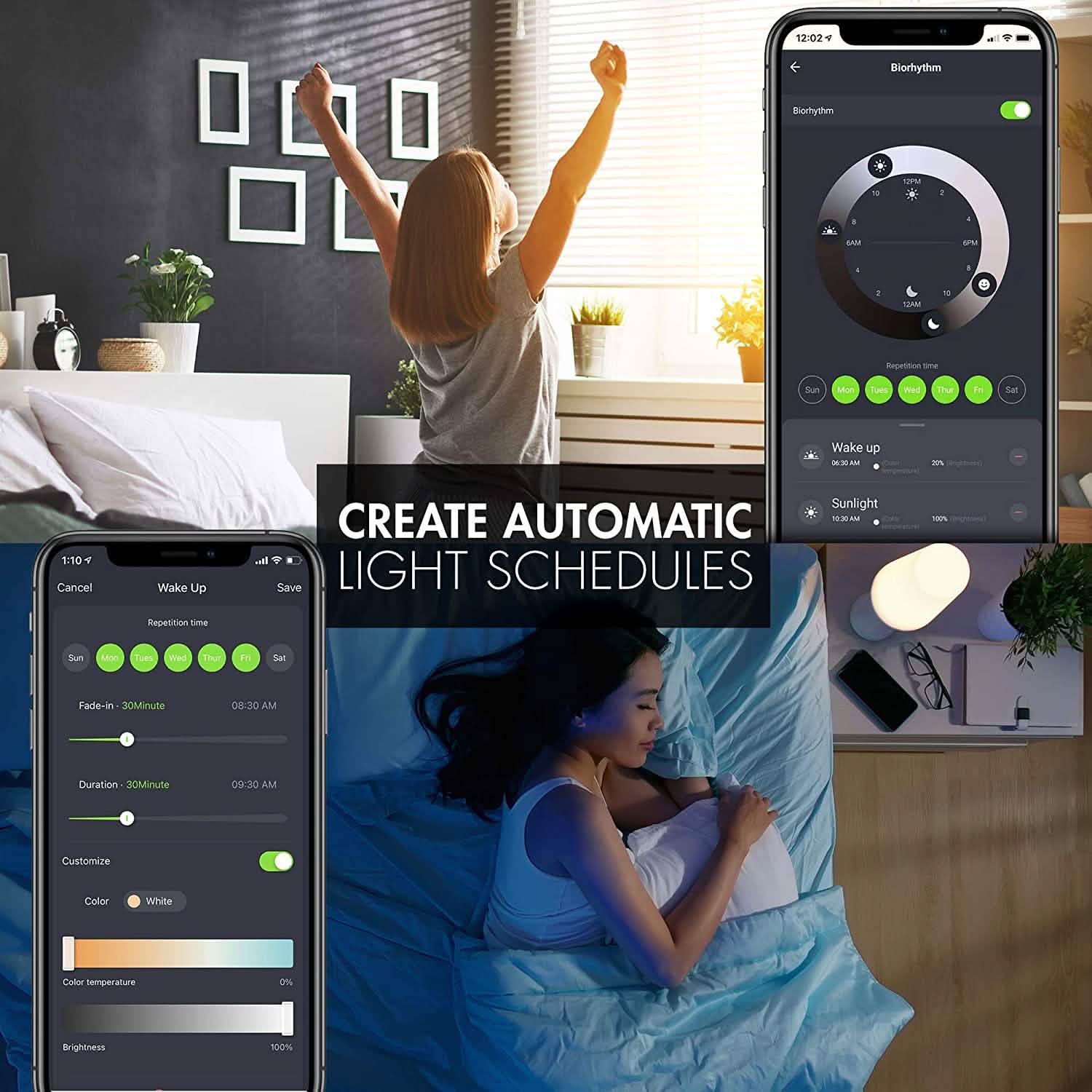 Lot de 4 ampoules intelligentes à DEL Wi-Fi avec lumière blanche et couleurs changeantes