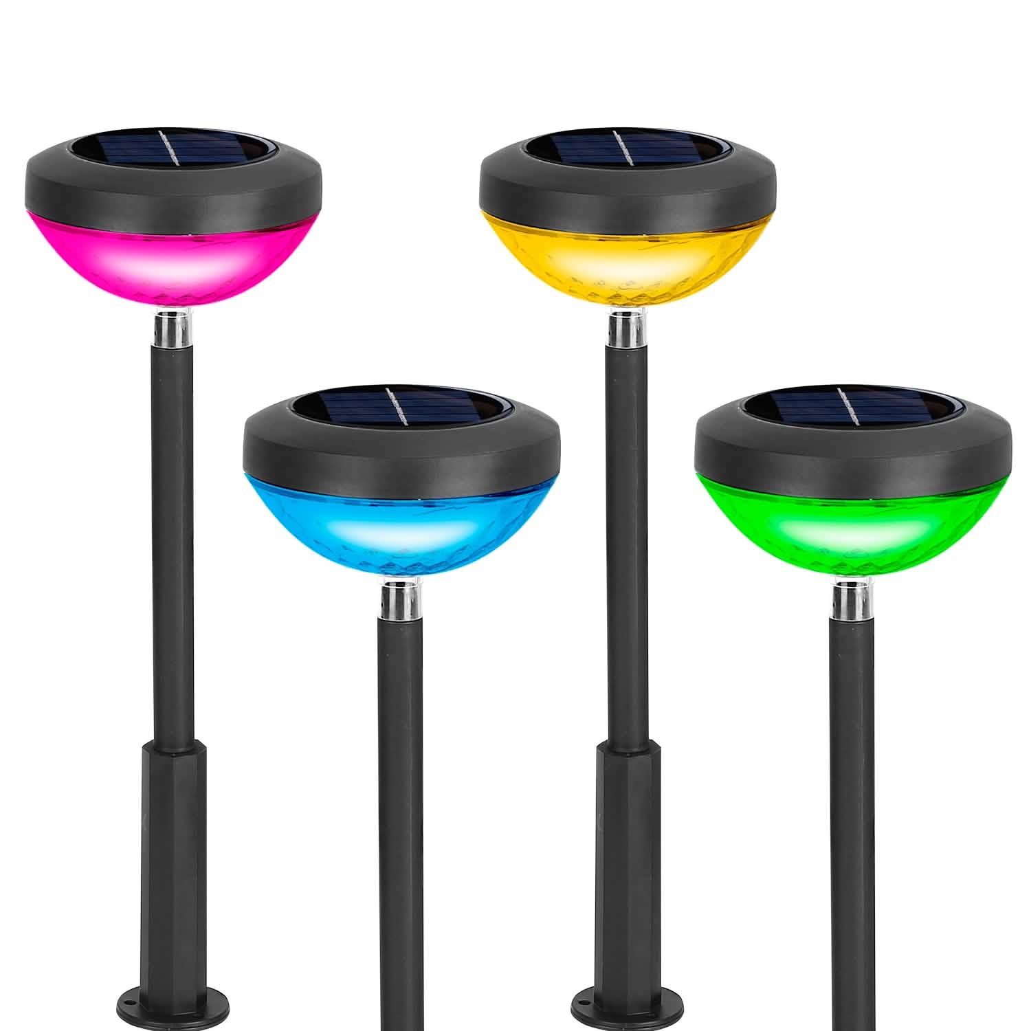Lot de 4 : Lampe solaire de jardin à couleur changeante pour allée