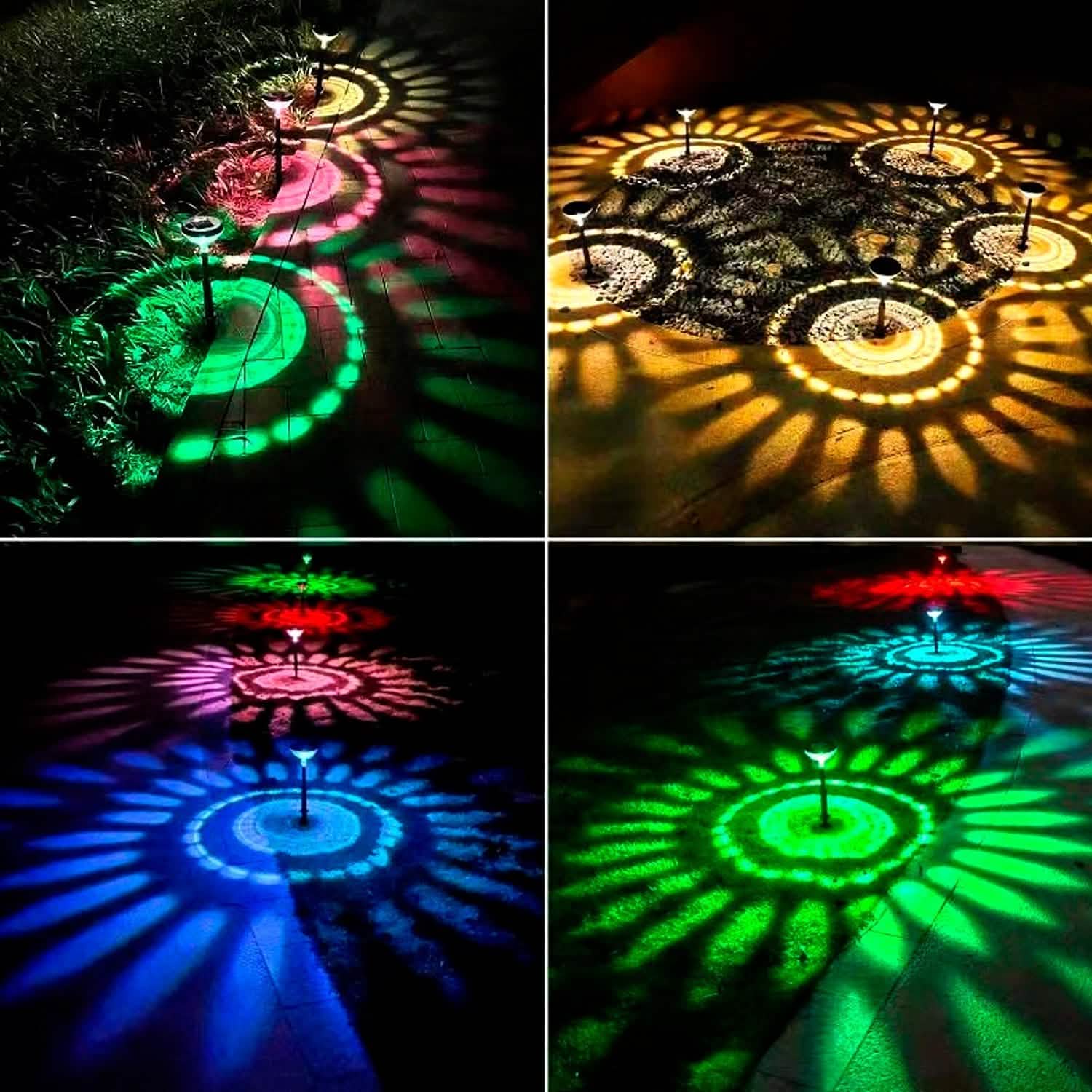 Lot de 4 : Lampe solaire de jardin à couleur changeante pour allée
