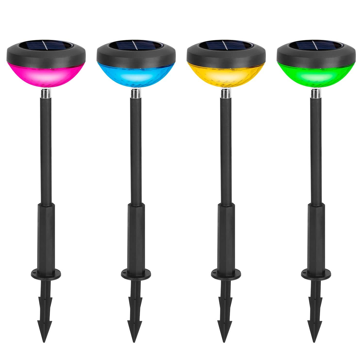 Lot de 4 : Lampe solaire de jardin à couleur changeante pour allée