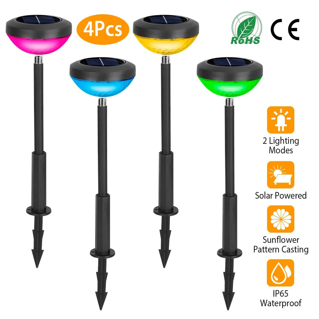 Lot de 4 : Lampe solaire de jardin à couleur changeante pour allée