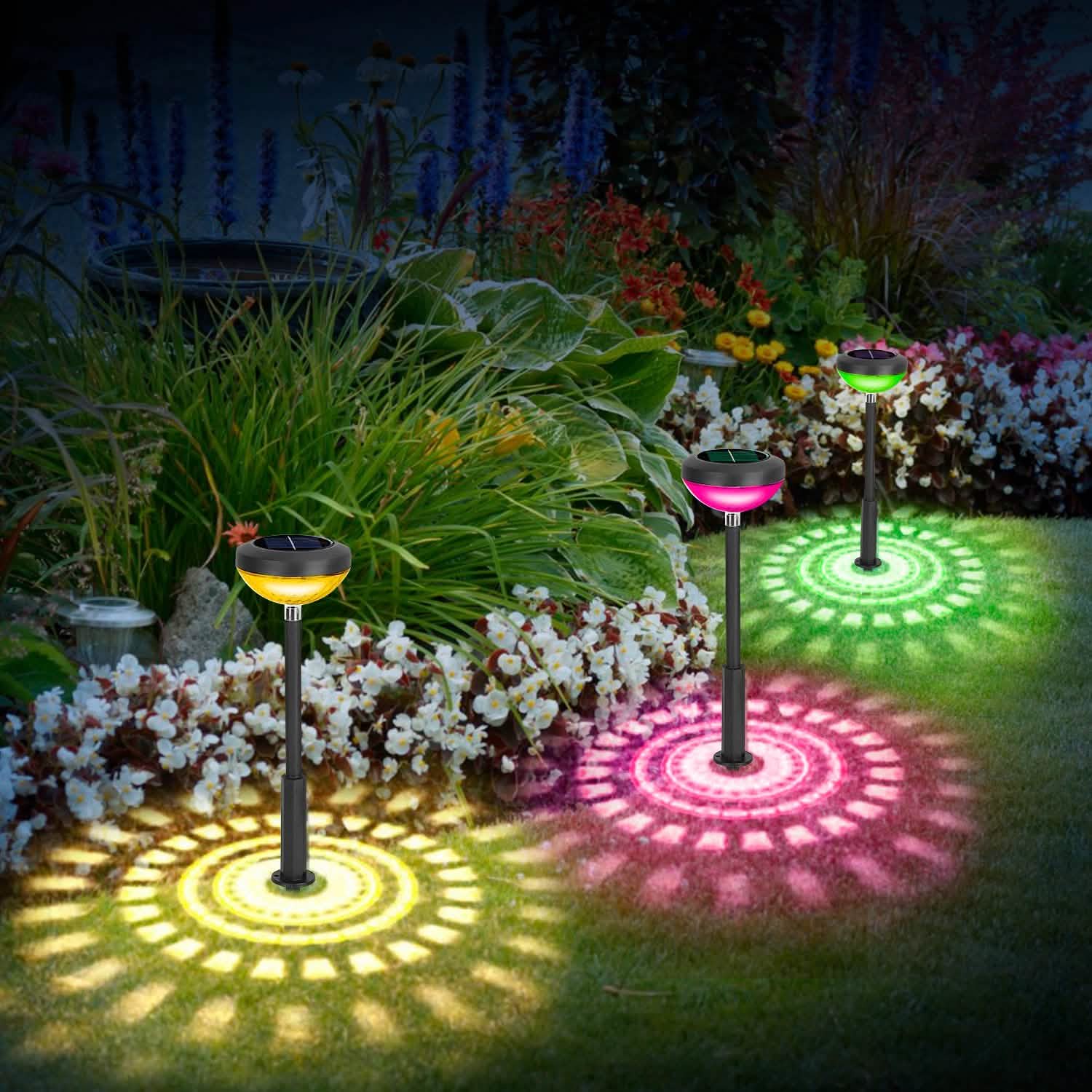 Lot de 4 : Lampe solaire de jardin à couleur changeante pour allée