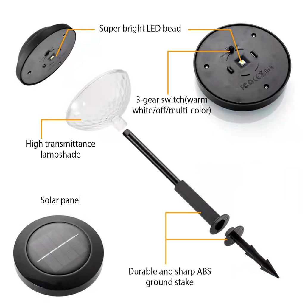 Lot de 4 : Lampe solaire de jardin à couleur changeante pour allée