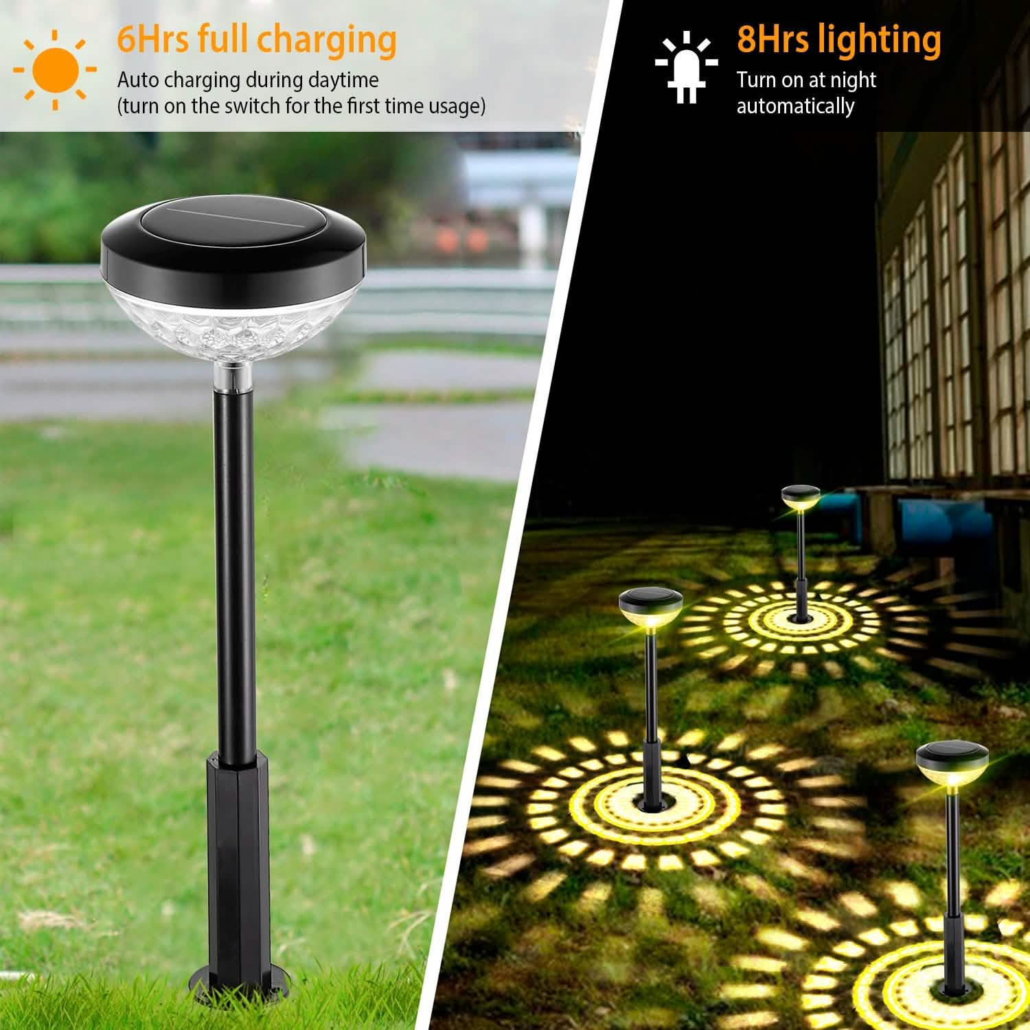 Lot de 4 : Lampe solaire de jardin à couleur changeante pour allée