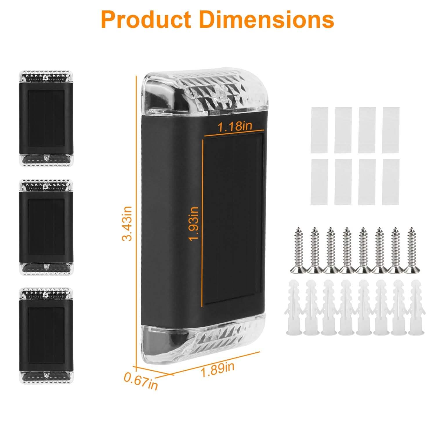 Lot de 4 : Applique Murale Solaire IP55 Rechargeable avec Capteur Optique