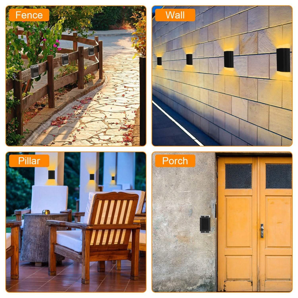 Lot de 4 : Applique Murale Solaire IP55 Rechargeable avec Capteur Optique