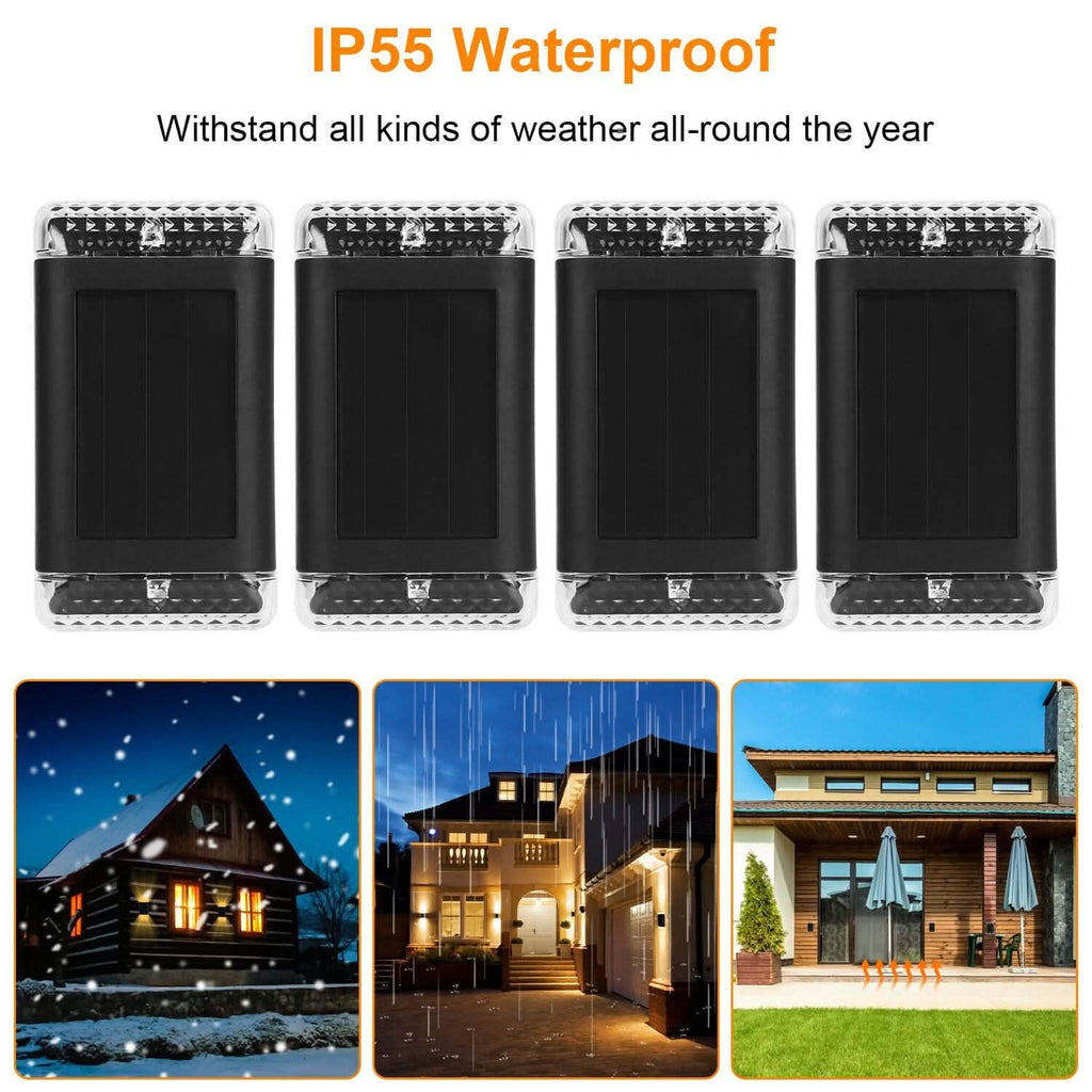 Lot de 4 : Applique Murale Solaire IP55 Rechargeable avec Capteur Optique