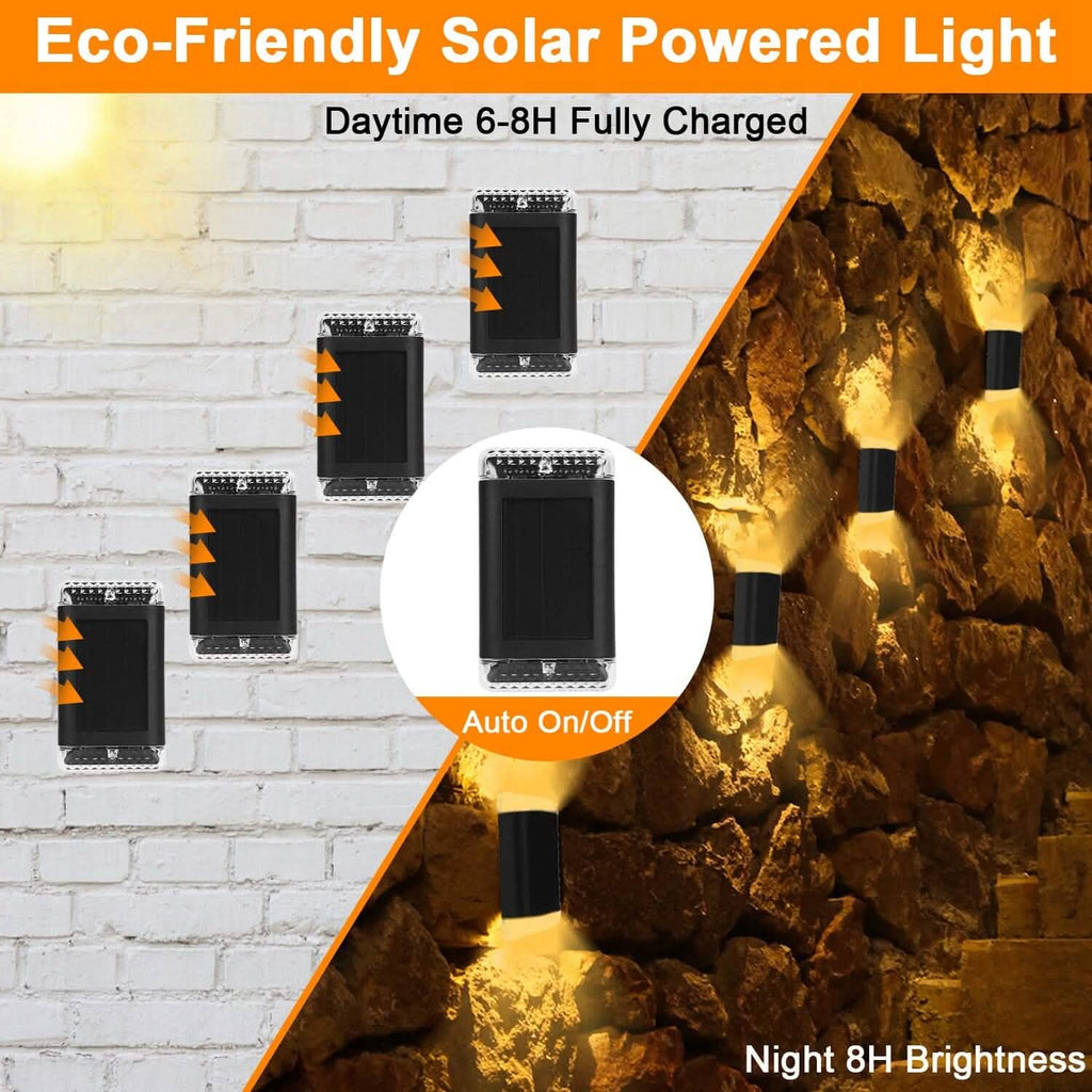 Lot de 4 : Applique Murale Solaire IP55 Rechargeable avec Capteur Optique