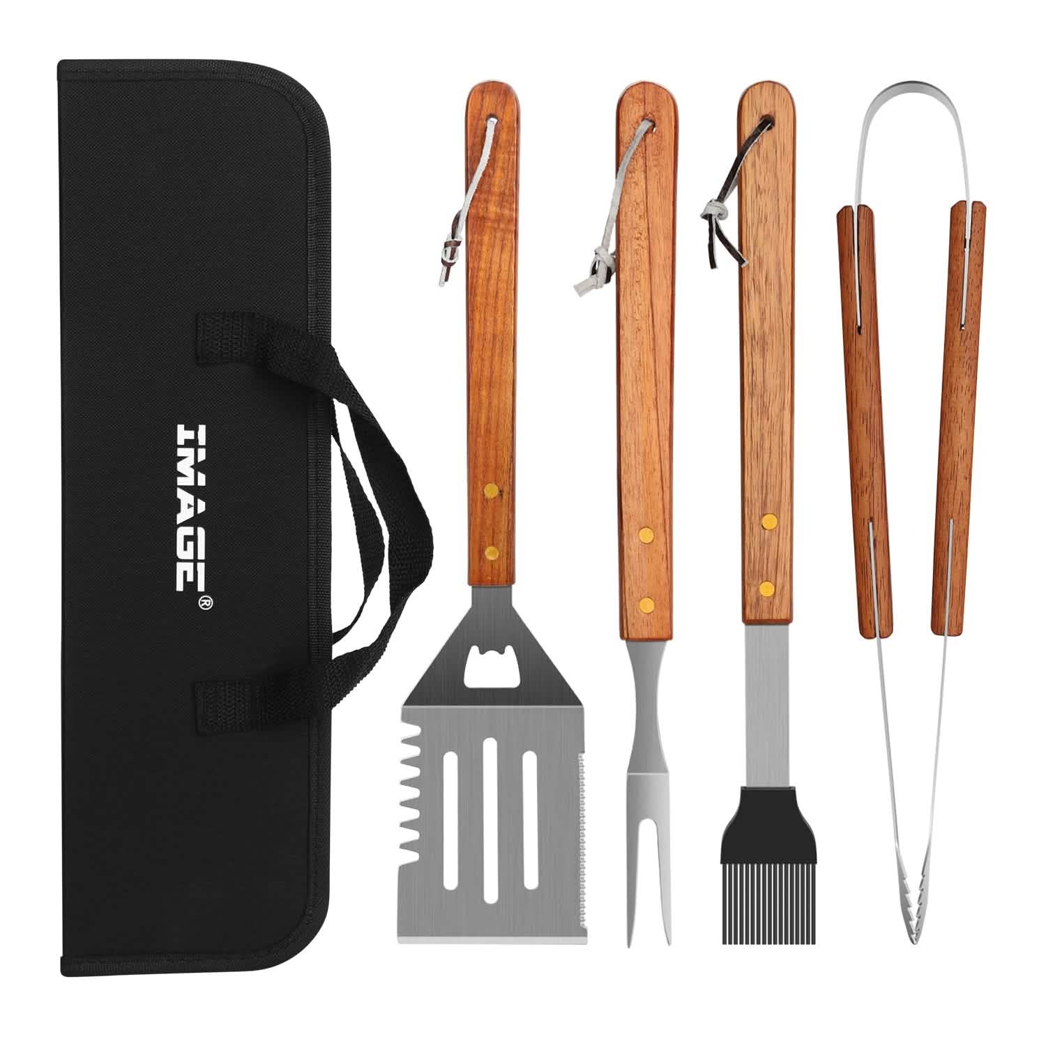Lot de 4 ustensiles de barbecue en acier inoxydable