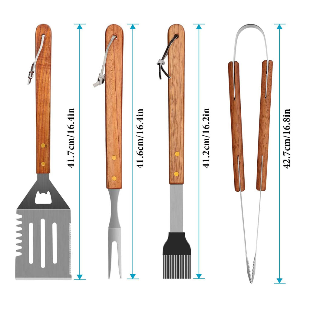 Lot de 4 ustensiles de barbecue en acier inoxydable