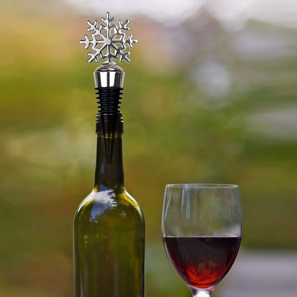 Lot de 4 : Bouchon de bouteille de vin et de boisson amusant en acier inoxydable sur le thème de Noël