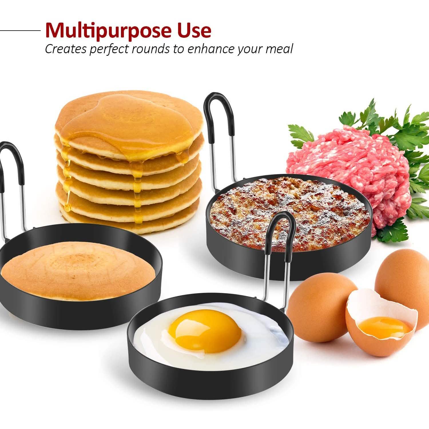 Lot de 4 moules de cuisson en acier inoxydable pour œufs
