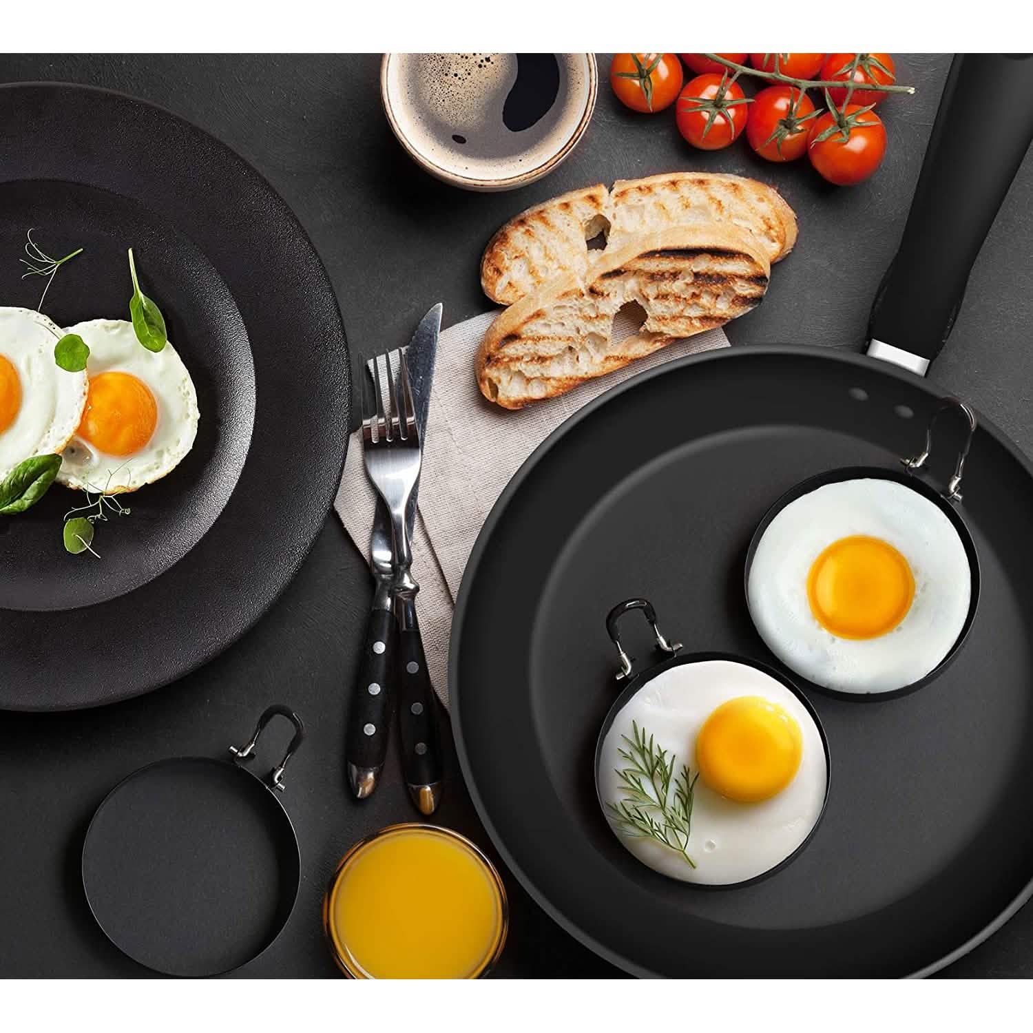 Lot de 4 moules de cuisson en acier inoxydable pour œufs
