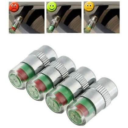 Paquet de 4 : Capuchons de valve de pneu avec moniteur de pression