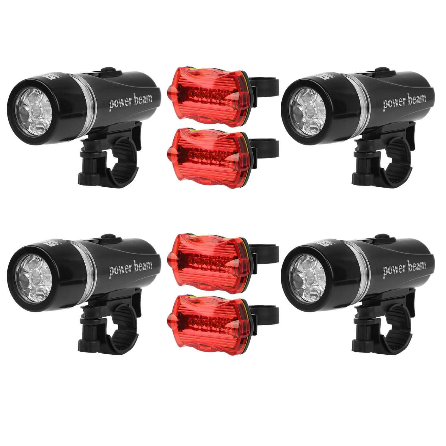 Lot de 4 : Ensemble d'éclairage avant et arrière universel pour vélo