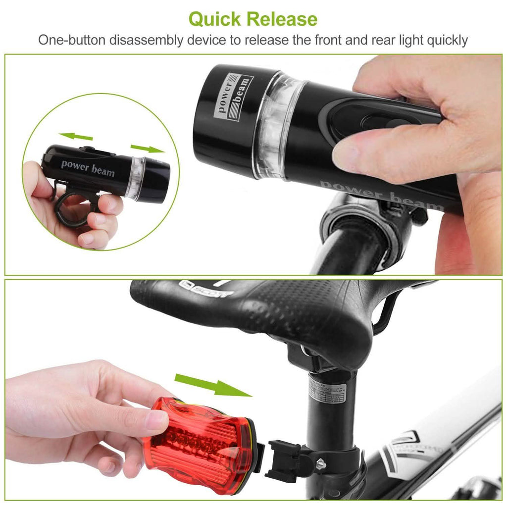 Lot de 4 : Ensemble d'éclairage avant et arrière universel pour vélo