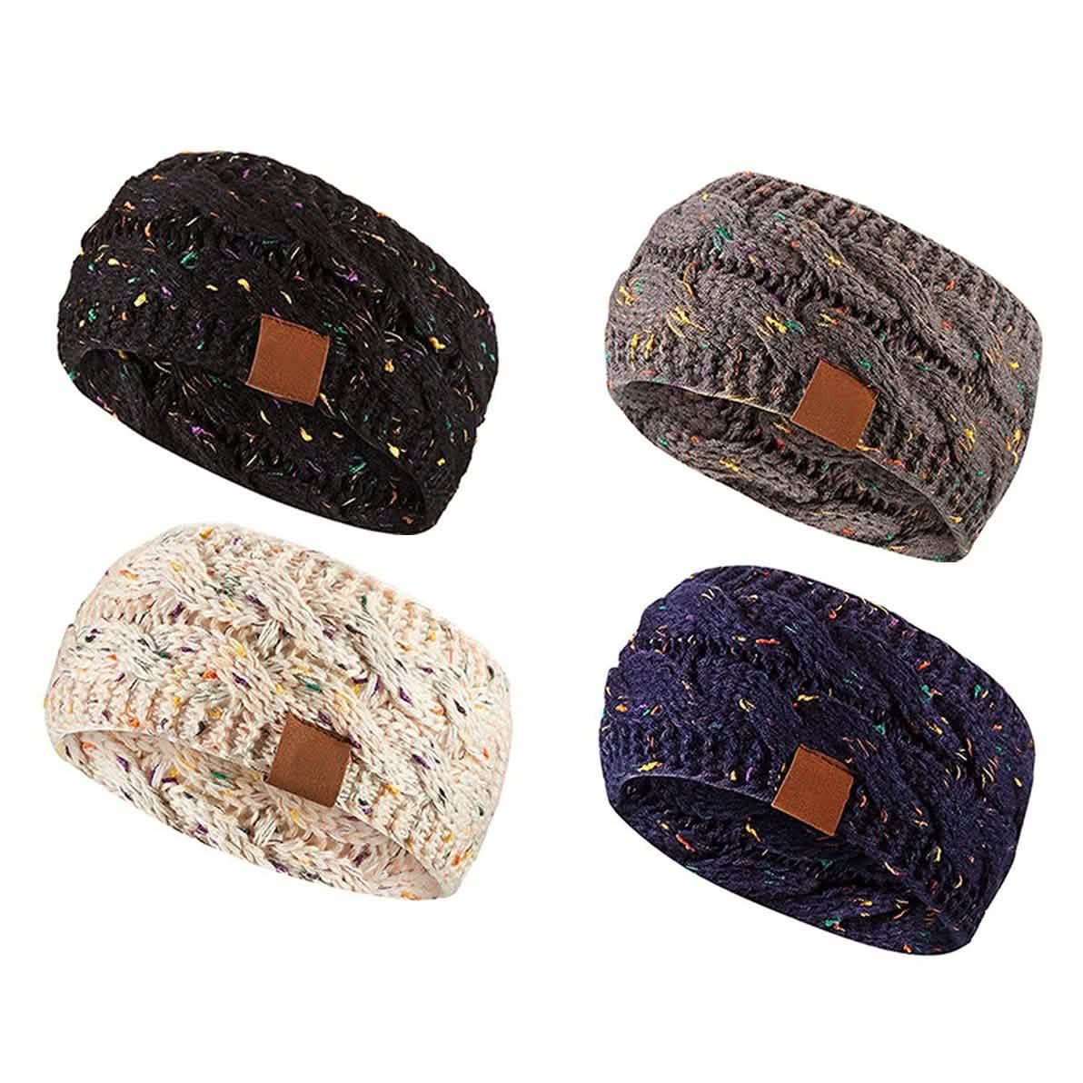 Lot de 4 : Bandeau et cache-oreilles d'hiver femme Confetti