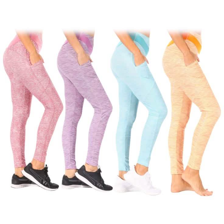 Lot de 4 : leggings de sport femme gainants avec poches