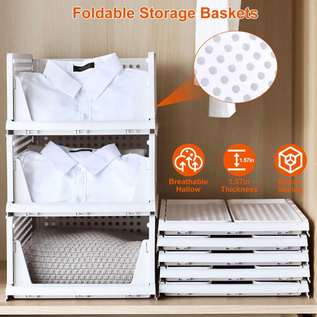 Lots de 4 : Boîte de rangement en plastique Organisateur de placard pliable avec rail coulissant Push-Pull