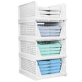 Lots de 4 : Boîte de rangement en plastique Organisateur de placard pliable avec rail coulissant Push-Pull