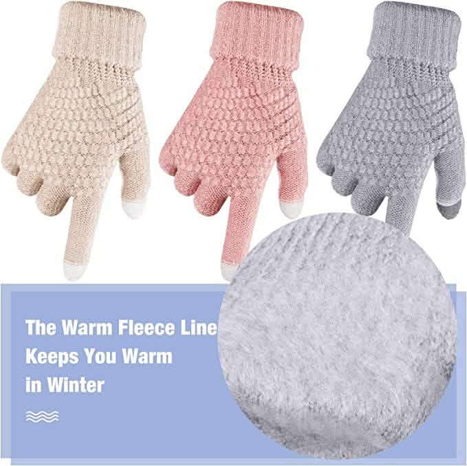 Lot de 4 paires de gants d'hiver pour femme avec écran tactile en polaire chaude