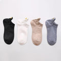 Lot de 4 paires de chaussettes fantaisie en coton antidérapant, invisibles, pour femme, motif cœur brodé, printemps, décontractées et amusantes