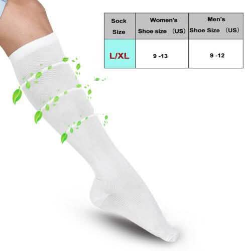 4 paires : Chaussettes de compression blanches L/XL pour la course, le sport, les voyages, compression graduée