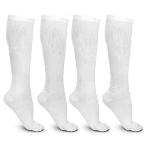 4 paires : Chaussettes de compression blanches L/XL pour la course, le sport, les voyages, compression graduée