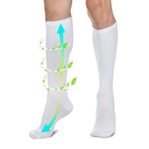 4 paires : Chaussettes de compression blanches L/XL pour la course, le sport, les voyages, compression graduée
