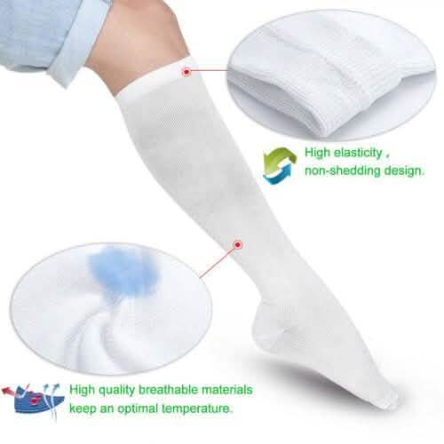 4 paires : Chaussettes de compression blanches L/XL pour la course, le sport, les voyages, compression graduée