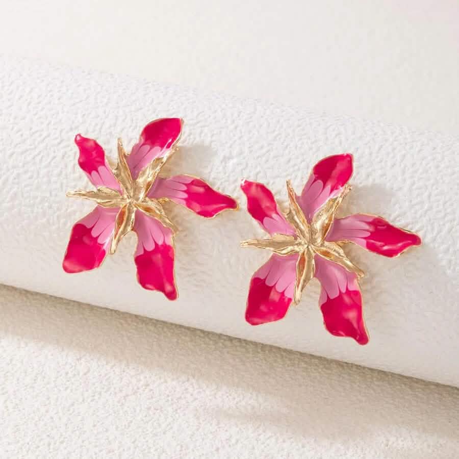 Lot de 4 paires de boucles d'oreilles clous en métal texturé motif fleur pour femme